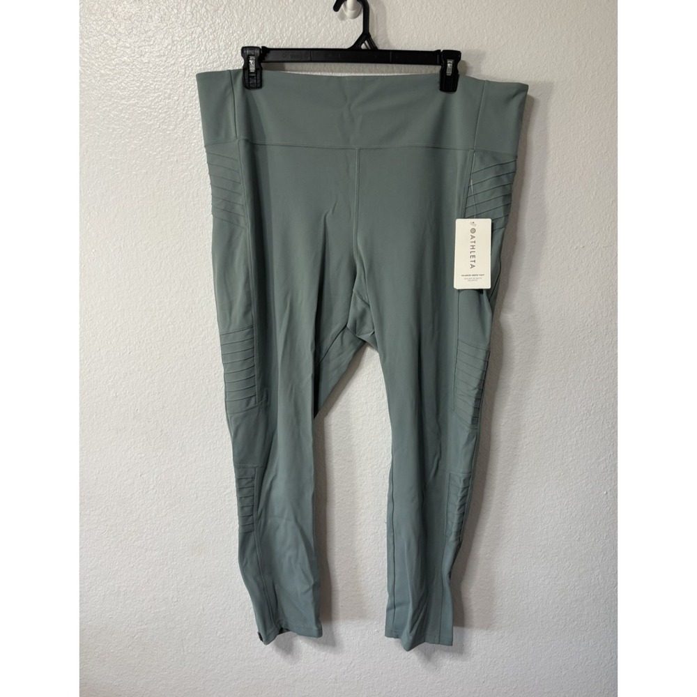 NWT Athleta Delancey Moto Leggings In Gray Sage Size 3X